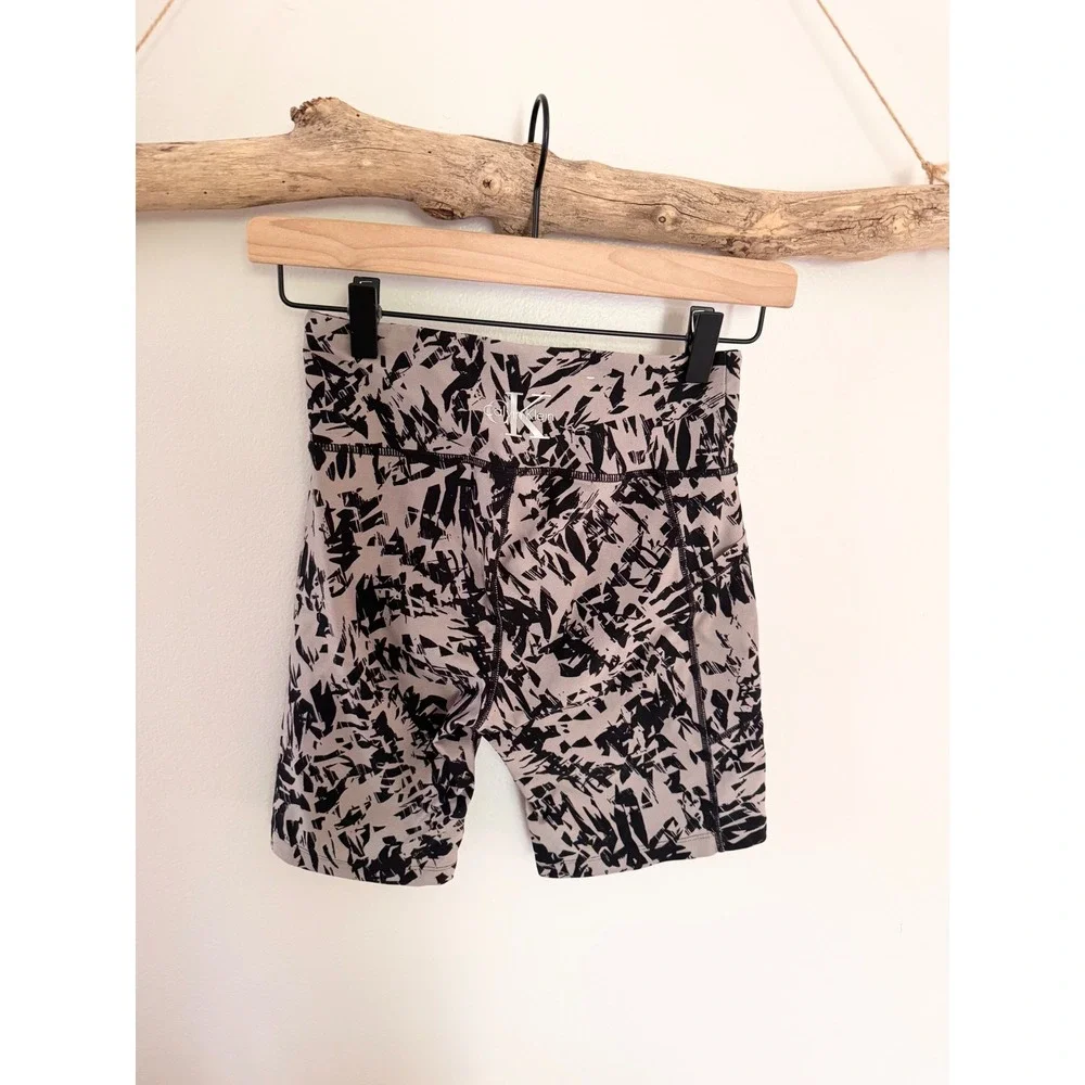 Calvin Klein Performance Womens Pink Black Abstract Print Bike Shorts Small